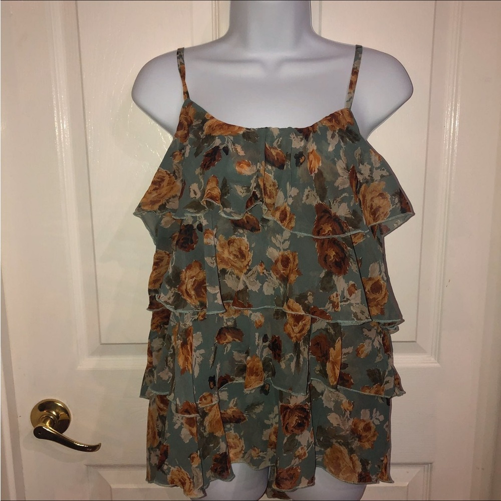 Floral Ruffle Layered Women's Top